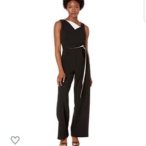 Calvin Klein Asymmetrical Black and White Jumpsuit